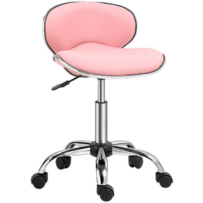 Adjustable Swivel Salon Stool - Comfortable Beauty Chair with Rolling Casters for Spa - Ideal for Beauty Professionals, Pink