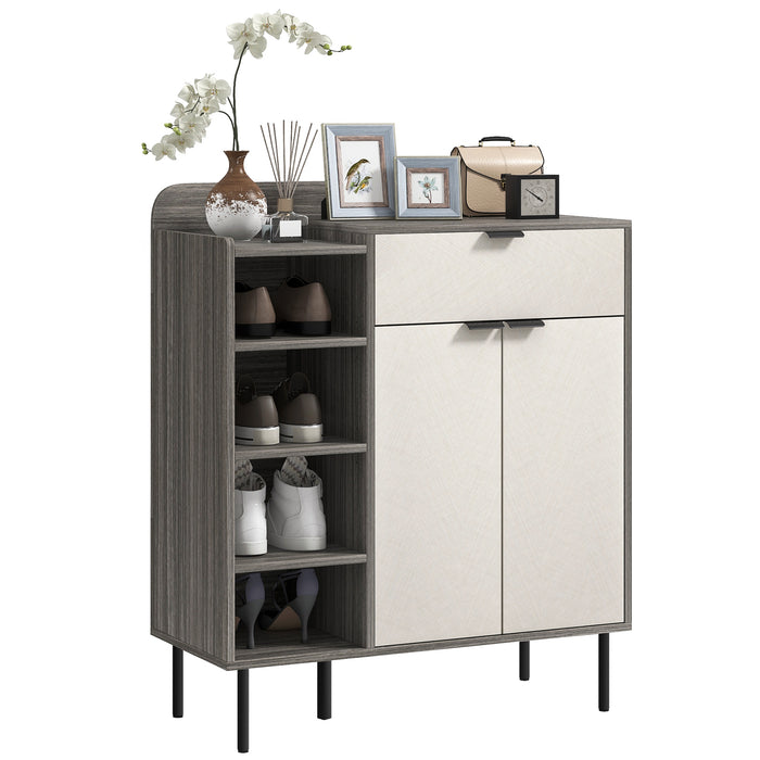 Minimalist 12-Pair Shoe Cabinet in Grey/White - Modern Storage Solution for Footwear - Ideal for Organizing Entryways and Closets