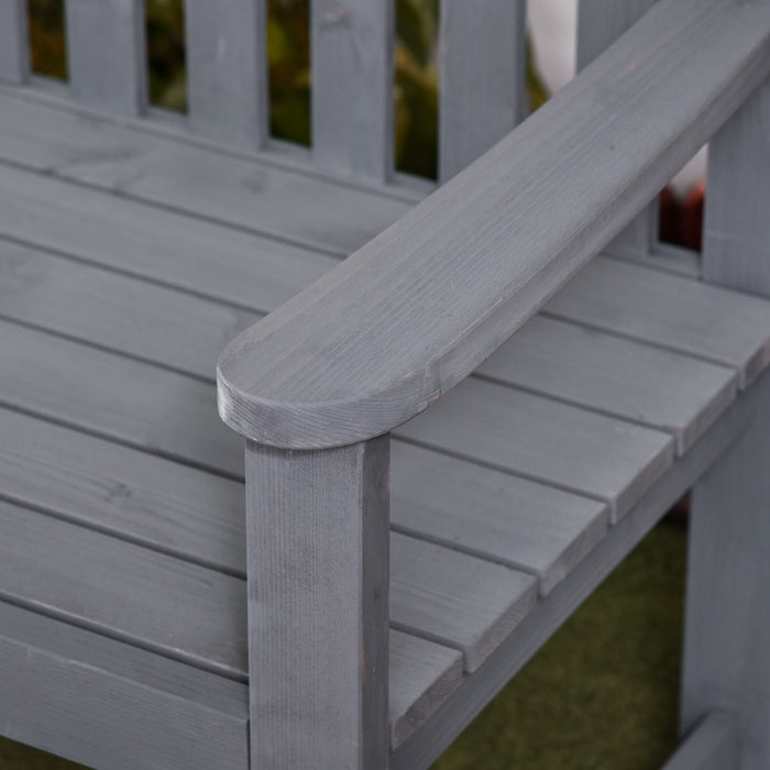 Wooden Garden Loveseat - Two-Person Outdoor Bench with Armrests, Grey - Ideal for Park and Balcony Relaxation