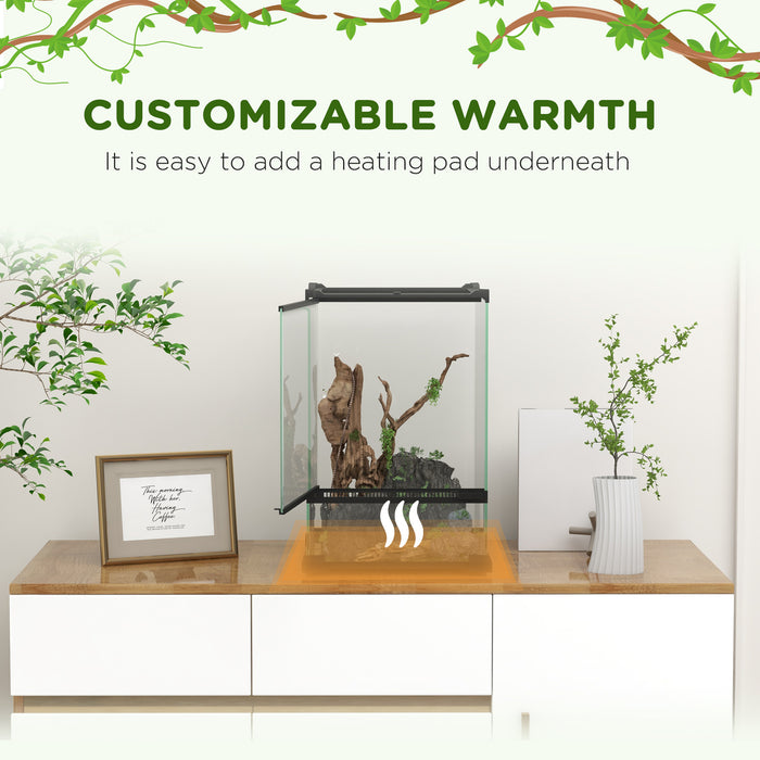 12L Vivarium - Reptile & Amphibian Terrarium with Anti-Escape Features and Ventilation - Perfect Habitat for Lizards, Frogs, Snakes, Turtles, Tortoises