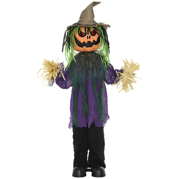 45" Sound-Activated Pumpkin Animatronic - Halloween Decoration with Light-Up Eyes, Music - Perfect for Haunted House Themes