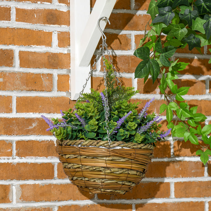 Artificial Lisianthus Hanging Plants - 2-Piece Set with Baskets for Home and Garden Decor, Vibrant Purple - Enhance Your Indoor & Outdoor Spaces