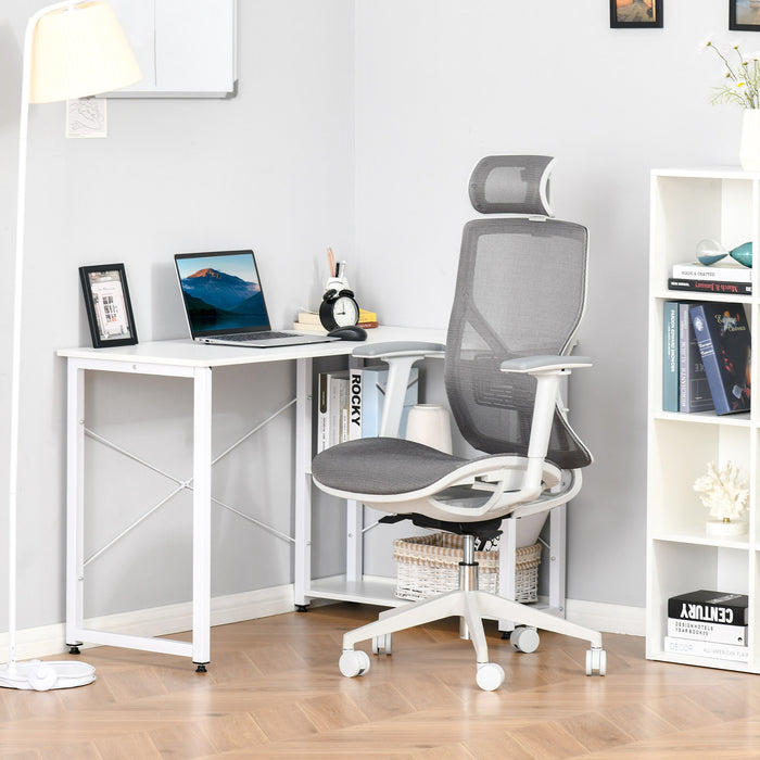 Ergonomic Chair with 3D Armrest - Comfortable 360° Swivel, Mesh Back, Adjustable Height, Wheeled Desk Chair - Ideal for Home Office Use, Grey Color