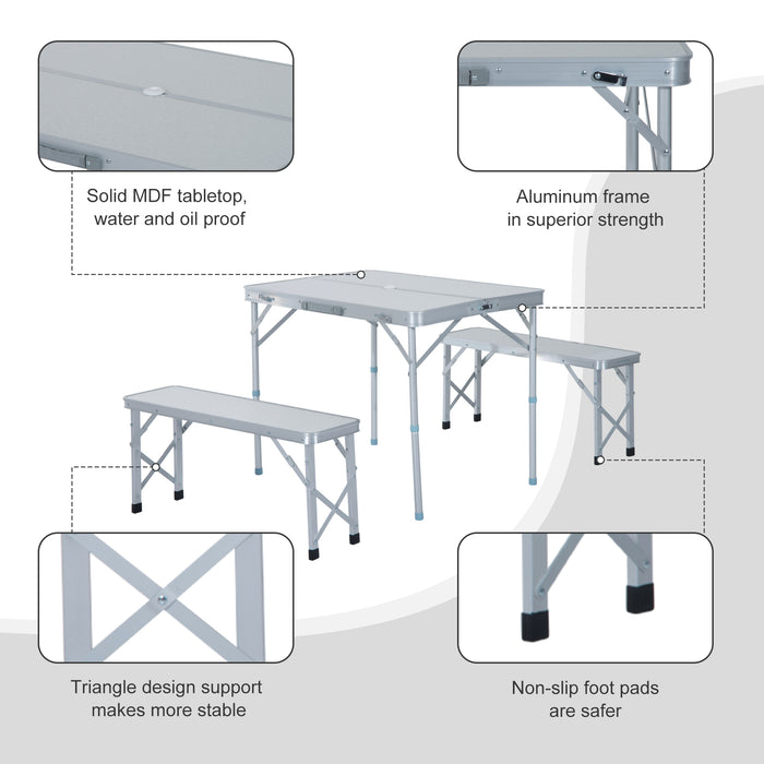 Lightweight Folding Table and Chairs Set - Portable Aluminium Camping Dining Combo for Picnic, Garden & Patio - Ideal for Outdoor BBQs and Gatherings