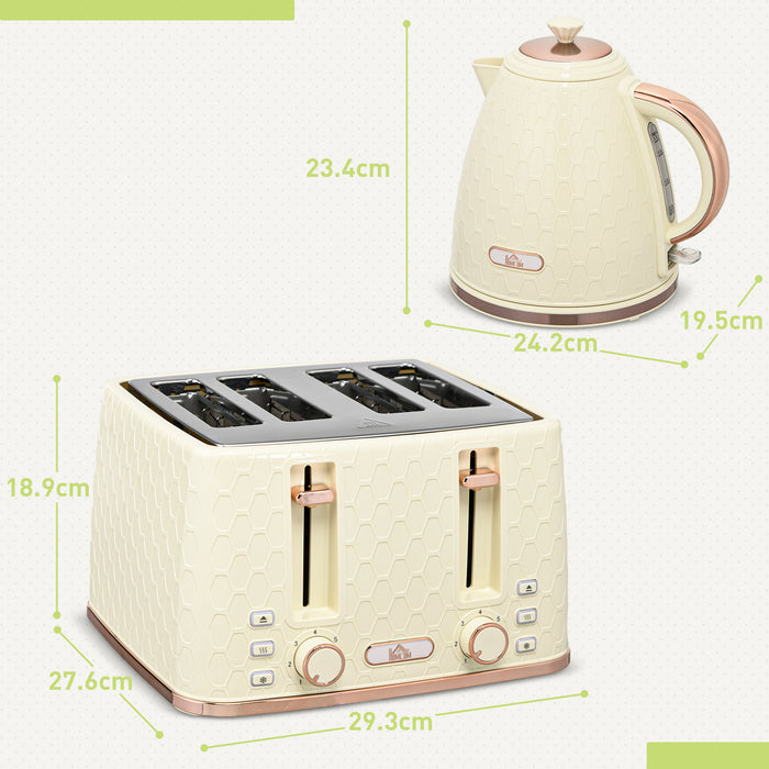 1.7L 3000W Fast Boil Kettle & 4-Slice Toaster Set - Auto Shut-Off, 7 Browning Settings, Crumb Tray - Ideal for Breakfast Preparation