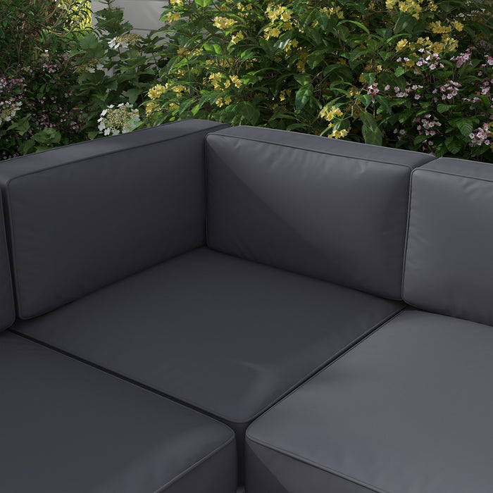 Aluminium 5-Piece Outdoor Lounge Set with Glass Table - Stylish Grey Sofa Arrangement - Perfect for Patio and Garden Entertaining