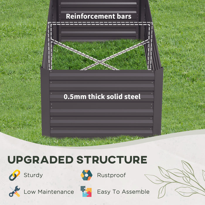 Galvanized Steel Raised Garden Beds - 2-Pack Outdoor Planters with Reinforced Rods for Veggies, Flowers, Herbs - Ideal for Gardeners, 180x90x59cm, Dark Grey