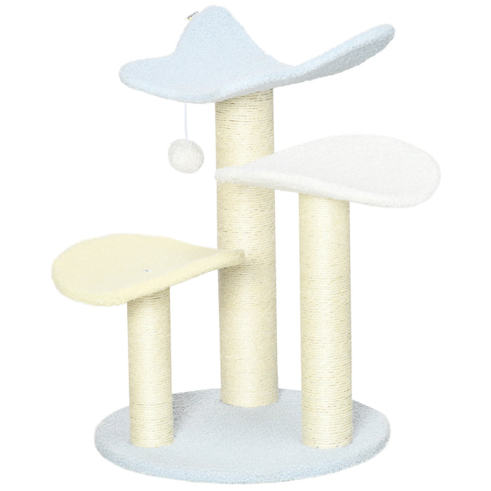 Cat Tower with Butterfly Top - Indoor Kitten Play Structure with Sisal Scratch Post and Hanging Toy Ball - Ideal for Playful Cats and Scratching Needs