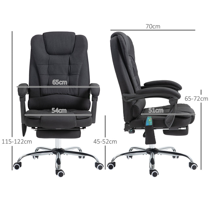 Ergonomic Heated Massage Office Chair with 6 Vibration Points - Comfortable Executive Chair in Black - Ideal for Stress Relief and Relaxation at Work