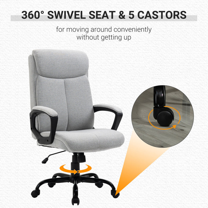 Ergonomic High Back Executive Chair - Swivel Office Task Seat with Padded Armrests & Adjustable Height - Ideal for Comfortable Home Office Use