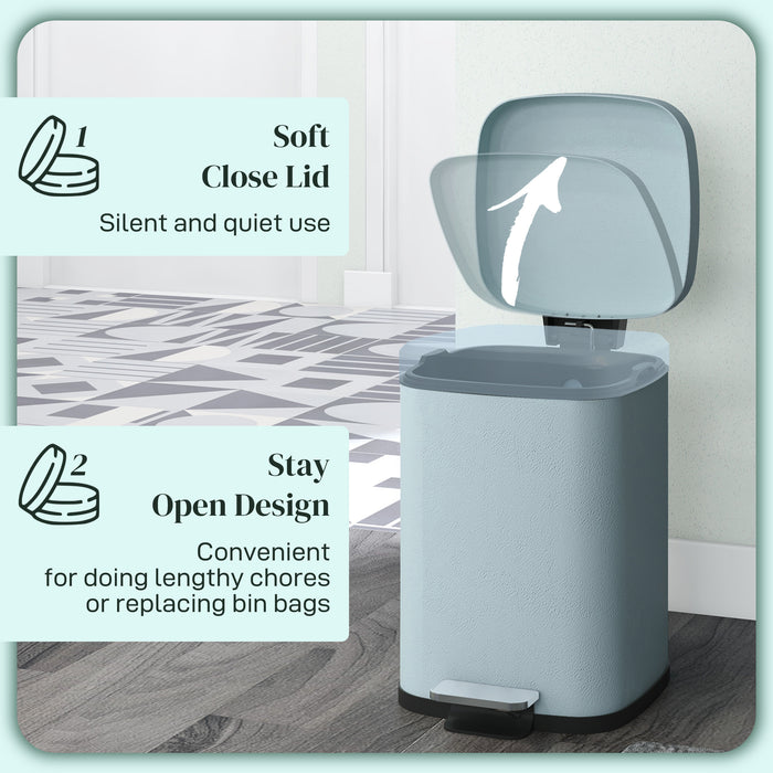 12 Litre Pedal Bin - Fingerprint Proof Kitchen Trash Can with Soft-Close Lid and Metal Construction - Ideal for Home Hygiene with Removable Inner Bucket and Foot Operation