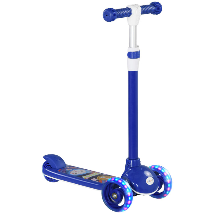 Kids 3 Wheel Scooter - Adjustable Height & LED Light-Up Wheels, TPE Handlebar for Comfort - Perfect Ride for Children Aged 2-6, Blue