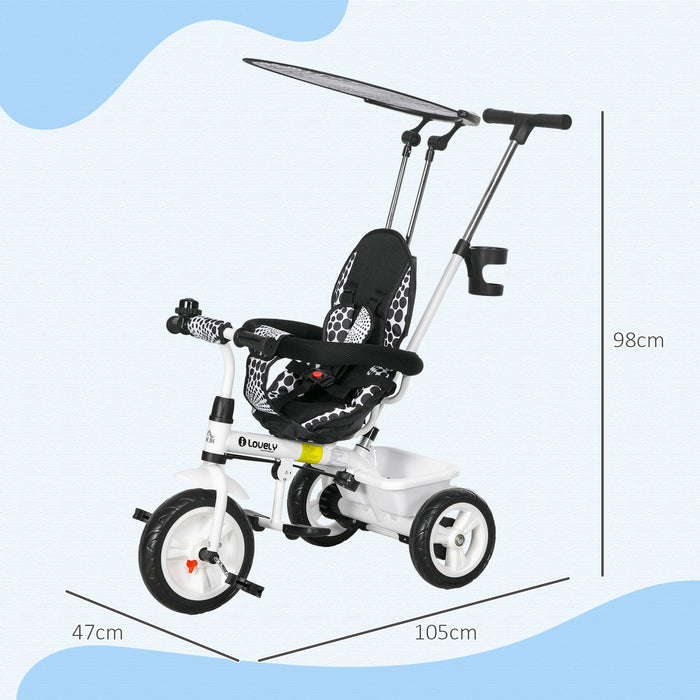 4-in-1 Kids Tricycle - Safety Features with 5-Point Harness & Adjustable Canopy - Perfect Outdoor Ride for Toddlers & Young Children