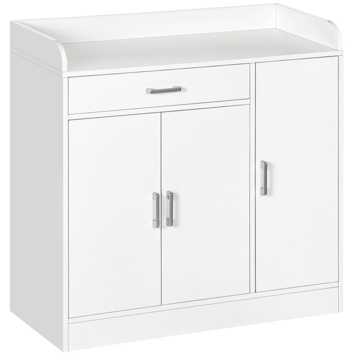 Modern White Sideboard - Spacious Storage Cabinet with Drawer and Cupboard - Ideal for Living Room, Bedroom, and Hallway Organization