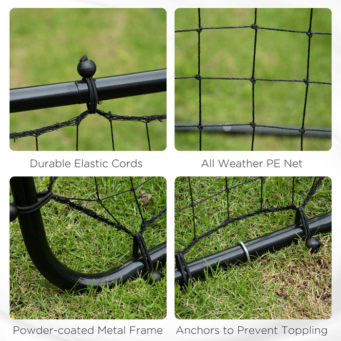 Kickback Rebounder Net - Soccer and Softball Training Accessory for Teen and Adult Athletes - Durable Black Practice Goal for Skill Improvement