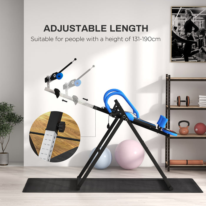 Adjustable Gravity Inversion Table with Safety Belt - Ergonomic Handstand Support for Muscle Pain Relief - Ideal for Stress Reduction and Posture Improvement, Blue