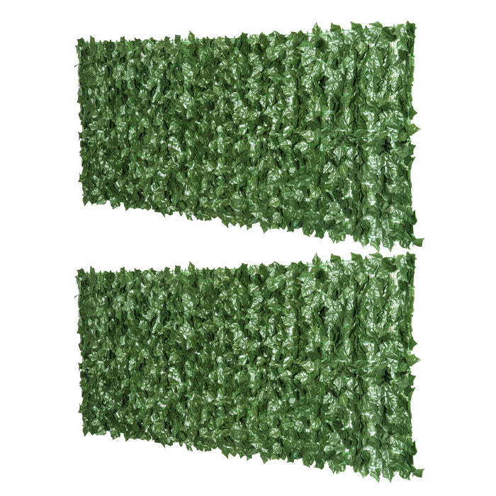 Artificial Leaf Hedge Privacy Screen - 2-Piece, Dark Green, 2.4M x 1M for Outdoor/Indoor Garden Decor - Enhances Seclusion and Aesthetics