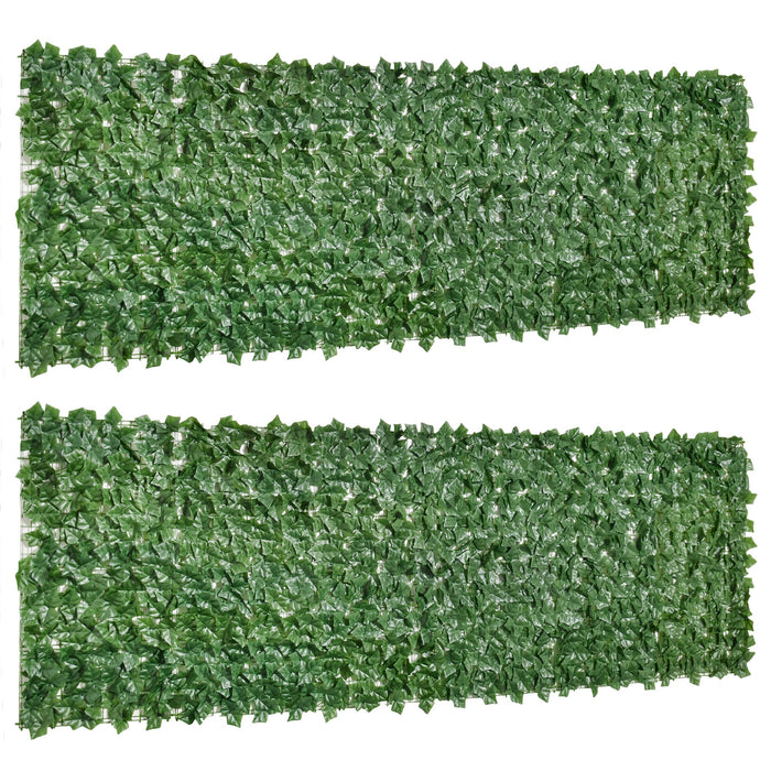 Artificial Leaf Hedge Screen - 2-Piece Privacy Fence Panel, 3M x 1M, Outdoor/Indoor, Dark Green - Ideal for Garden Decoration and Privacy Enhancement