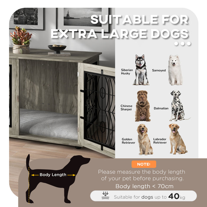 Extra Large Indoor Dog Crate End Table - 44.5" with Soft Washable Cushion & Lockable Door - Elegant Pet Furniture for Dogs