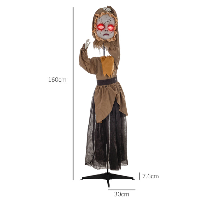 160cm 63" Animatronic Halloween Doll - Outdoor Decoration with Sound Activation, Light-Up Features & Sound Effects - Perfect Haunted House Animated Prop for Spooky Ambiance