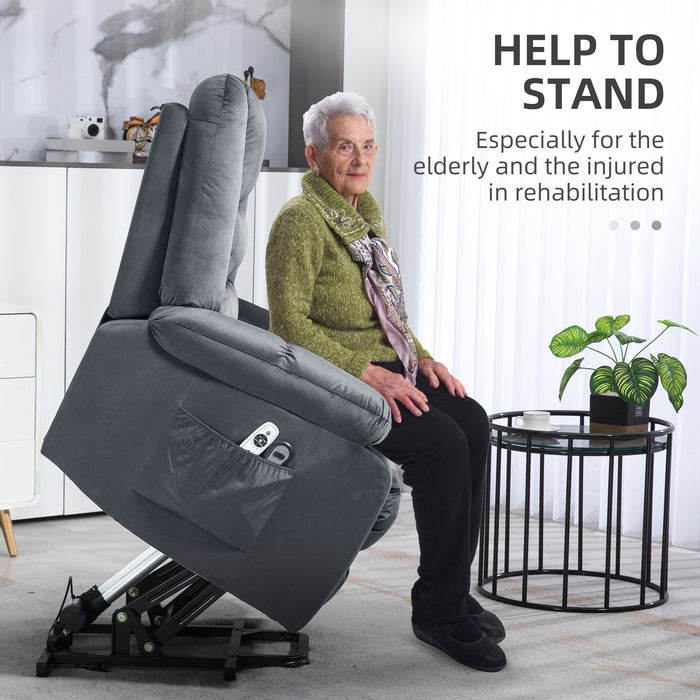 Electric Riser & Recliner Chair with Heat and Vibration Massage - Easy Assembly, Side Pockets in Modern Grey - Ideal for Elderly & Individuals with Limited Mobility