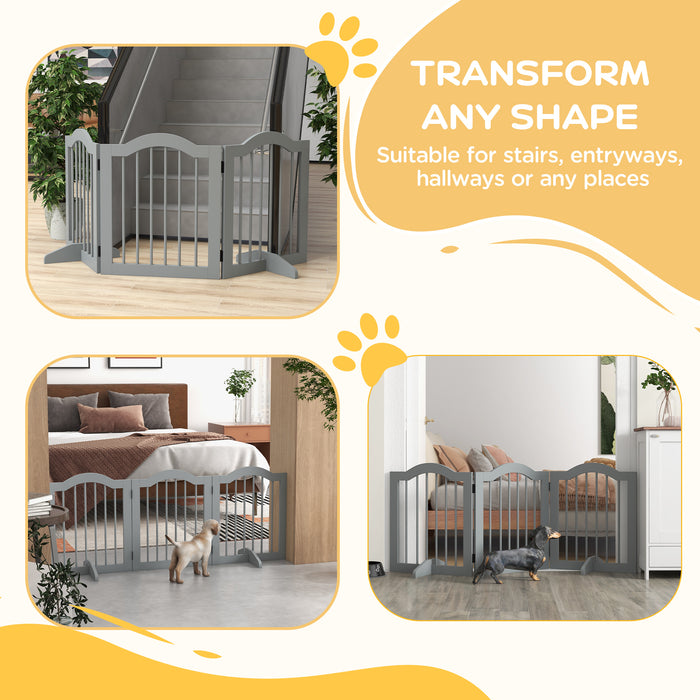 Freestanding 3-Panel Dog Gate with Support Feet - Wooden Pet Safety Barrier, Light Grey Finish - Ideal for Small to Medium Dogs, Secure Indoor Spaces