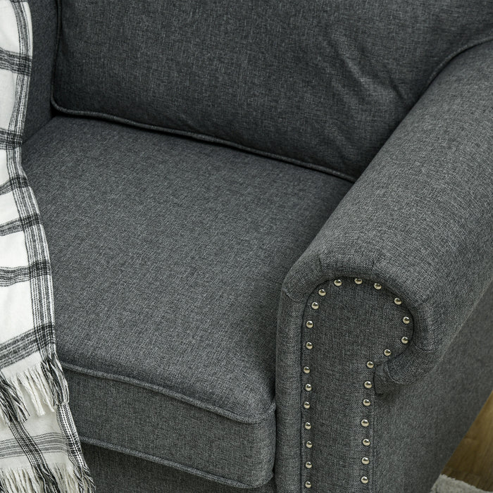 Mid-Century Style Comfort Armchair - Dark Grey with Durable Pocket Springs - Ideal for Modern Home and Office Spaces