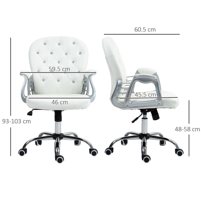 Ergonomic 360° Swivel Office Chair - PU Diamond-Pattern Padding & Durable 5-Castor Wheel Base - Ideal for Home Office Comfort and Style