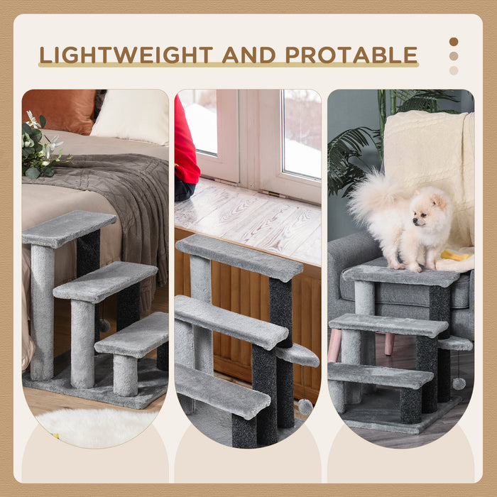 Pet Staircase with Integrated Scratching Posts - Multi-Level Platforms and Playful Toy Ball for Cats - Enhancing Mobility and Entertainment for Pets