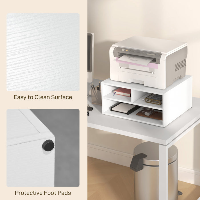 Three-Compartment Printer Storage Cabinet - Organize Your Office with a Sleek White Design - Ideal for Keeping Printers, Paper, and Accessories Tidy