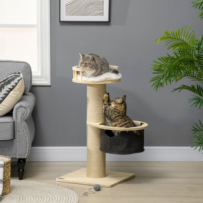 84cm Cozy Perch Cat Tree - Kitty Activity Center with Hammock, Cushioned Bed, and Jute Scratching Post - Ideal for Sleep and Play