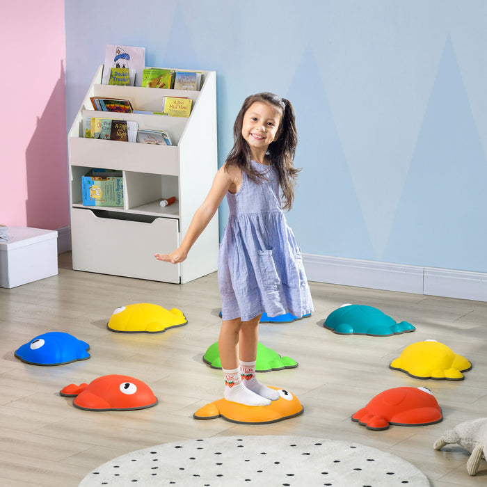 9 Pcs Balance Stepping Stones - Sensory Kids Playset with Non-slip Edging for Safety - Stackable Outdoor/Indoor Obstacle Course for Motor Skill Development