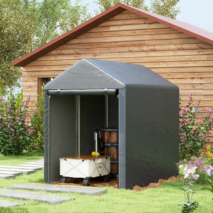 Portable Garden Storage Shed - 1.2 x 1.8m, Roll-up Door, Motorcycle & Bike Shelter - Ideal for Garden Tools & Outdoor Equipment Protection