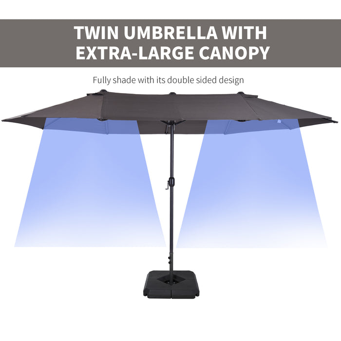 Double-Sided 4.6m Garden Parasol - Patio Sun Shelter Umbrella with Stand, Market Canopy Shade, Grey - Outdoor Relaxation and UV Protection for Backyard, Deck, Poolside