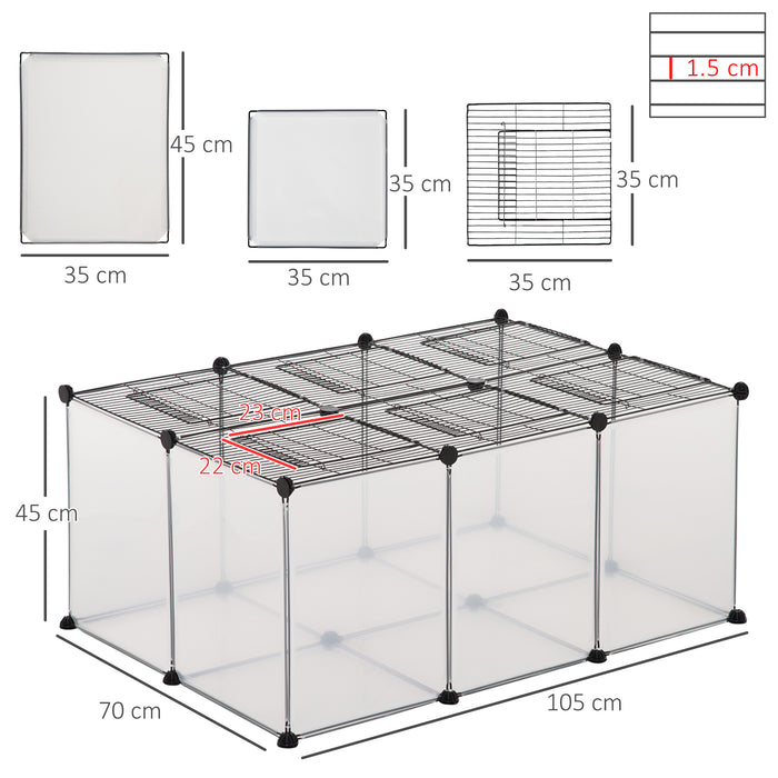 DIY Pet Playpen with Door - 22-Panel Transparent Small Animal Enclosure for Guinea Pigs, Rabbits, Chinchillas - Easy Access & Assembly for Indoor Pet Safety