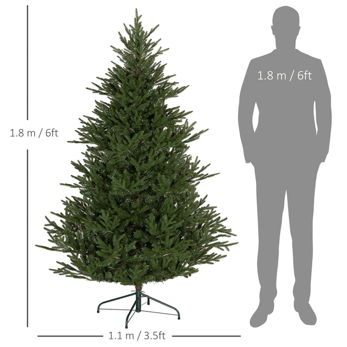 6ft Artificial Christmas Tree with 2380 Lush Tips - Sturdy Metal Base & Realistic Hinged Design - Effortless Assembly for Holiday Decor