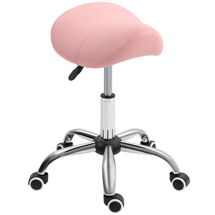 Height Adjustable Saddle Stool - Faux Leather Salon Chair for Spa & Massage - Comfortable Seating for Beauticians and Therapists