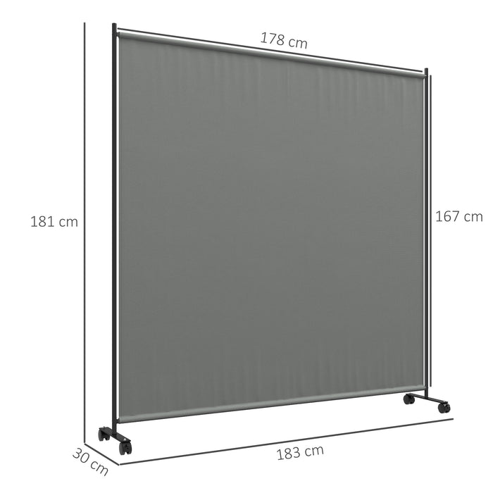 6FT Portable Privacy Screen with Lockable Wheels - Decorative Garden Partition, Freestanding Metal Room Divider Panel, Dark Grey - Ideal for Garden Deck, Pool, Hot Tub Areas