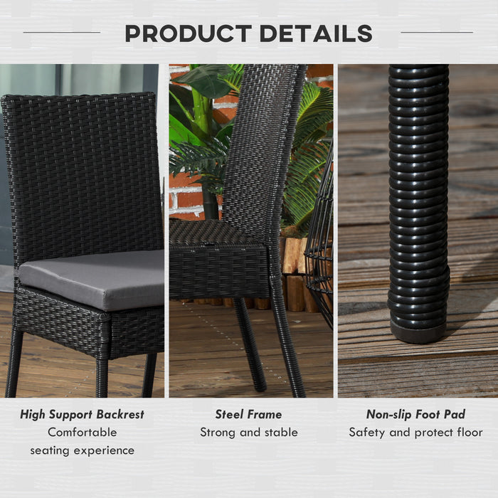 Outdoor Rattan Seating Bundle - Set of 4 Armless Black Garden Chairs - Perfect for Patio and Garden Entertaining