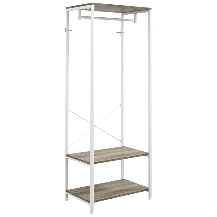 Hallway Storage Organizer with Coat Hooks and Shoe Bench - Versatile Grey Finish - Ideal for Entryway Clutter Control