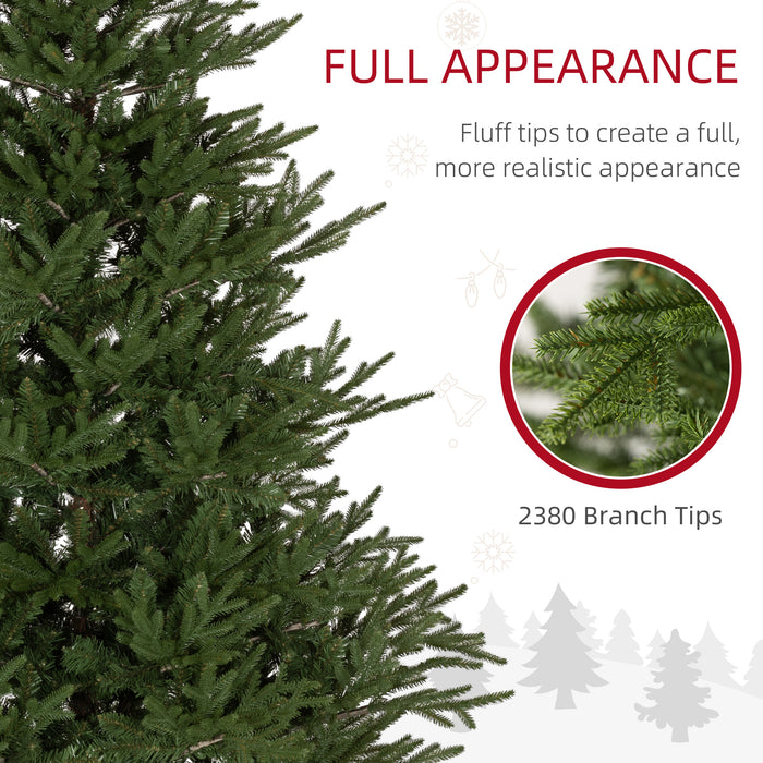 6ft Artificial Christmas Tree with 2380 Lush Tips - Sturdy Metal Base & Realistic Hinged Design - Effortless Assembly for Holiday Decor