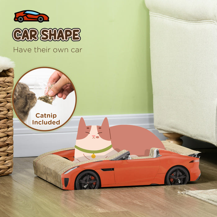 Car-Shaped 2-in-1 Cat Scratching Board - Includes Catnip - Entertaining and Scratching Solution for Cats