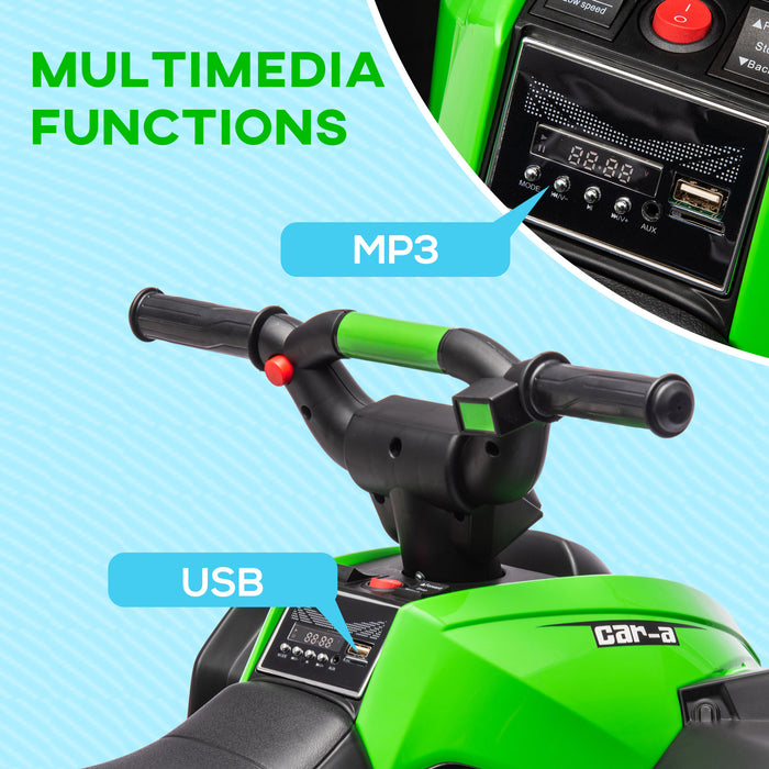 12V Electric Quad Bike for Kids - Equipped with Music & Horn Features, Ideal for Ages 3-5 - Fun Green Ride-On Toy Vehicle