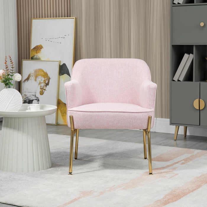 Elegant Pink Accent Chairs with Gold Legs - Plush Armchair Set for Living Room & Bedroom, Vanity Seat Duo - Ideal for Home Comfort & Café Aesthetics