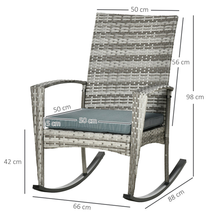 PE Rattan Rocking Chair Duo - Outdoor Patio Furniture with Cushions & Armrests - Comfortable Garden Seating for Relaxation