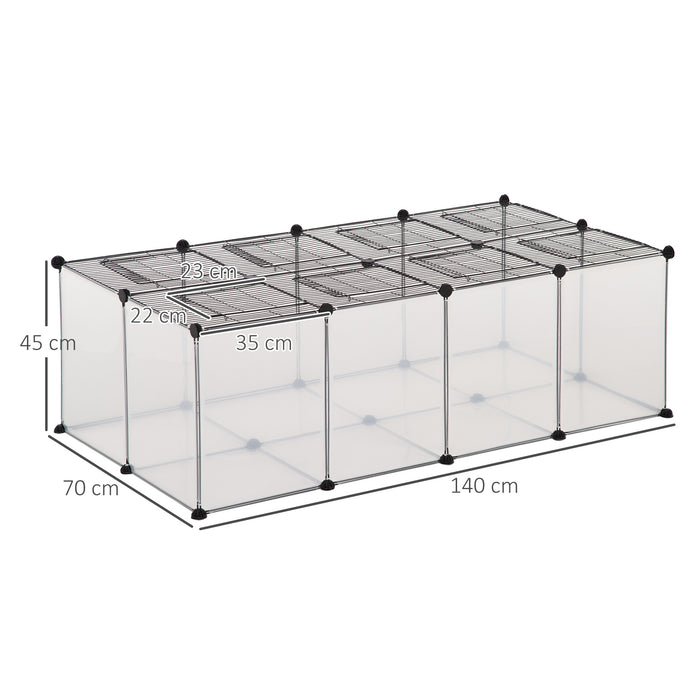 28-Panel DIY Pet Playpen with Door - Transparent Small Animal Cage for Guinea Pigs, Rabbits, Chinchillas - Easy Assembly & Customizable Habitat Design