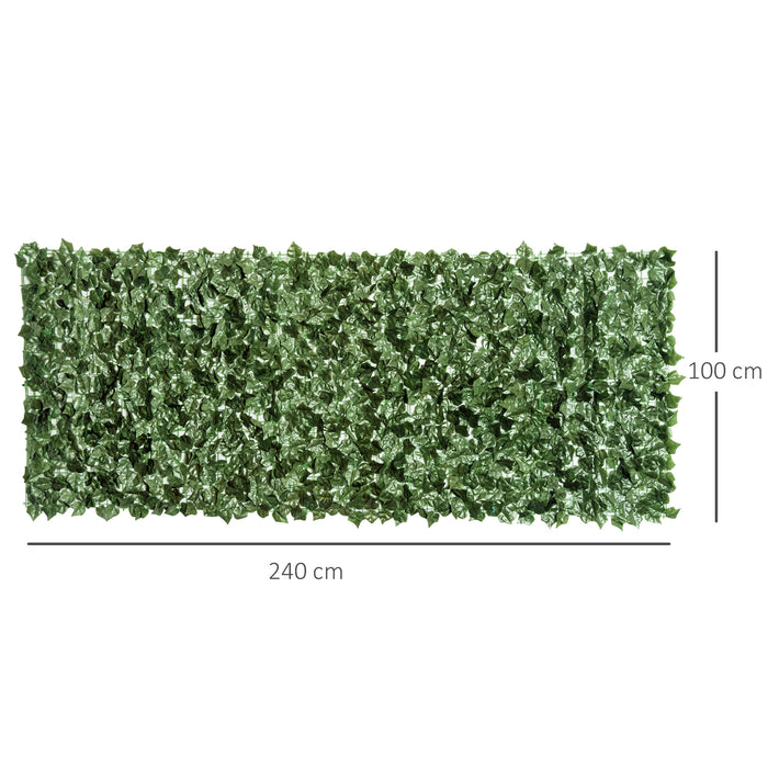 Artificial Leaf Hedge Privacy Screen - 2-Piece, Dark Green, 2.4M x 1M for Outdoor/Indoor Garden Decor - Enhances Seclusion and Aesthetics