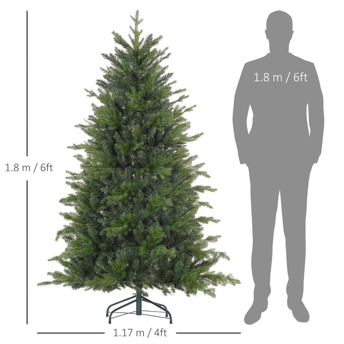 6ft Premium Faux Christmas Tree with 1821 Branch Tips - Sturdy Metal Stand, Lifelike Hinged Design - Perfect for Home or Office Holiday Decor