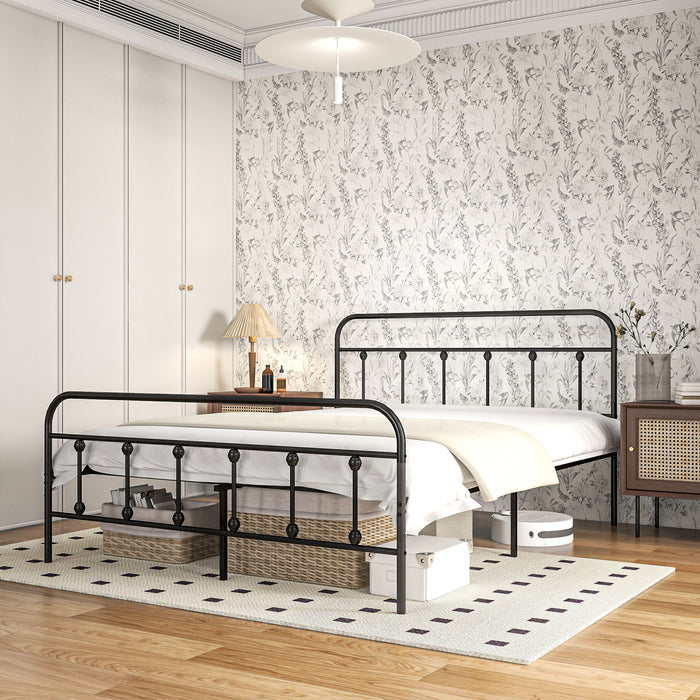 King Size Platform Bed Frame with Tall Headboard, Underbed Storage - Strong Steel Slats, No Box Spring Required, Easy Assembly - Ideal for Modern Bedroom Décor & Space Maximization