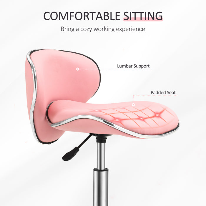 Adjustable Swivel Salon Stool - Comfortable Beauty Chair with Rolling Casters for Spa - Ideal for Beauty Professionals, Pink